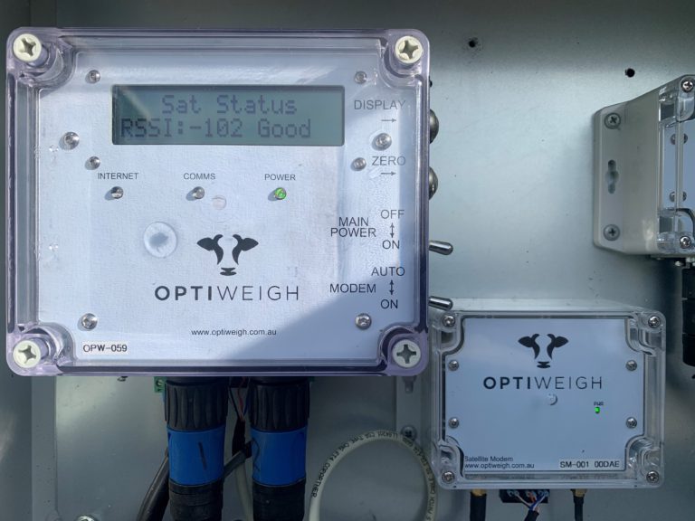 An Optiweigh unit using Swarm’s satellite network to provide low-cost, global connectivity