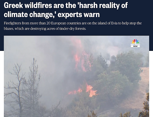 One of many headlines on the global impact of wildfires