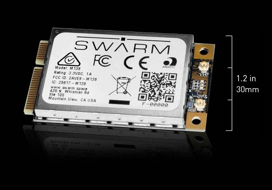 Swarm M138 Modem. Total height is 1.2 in / 30mm