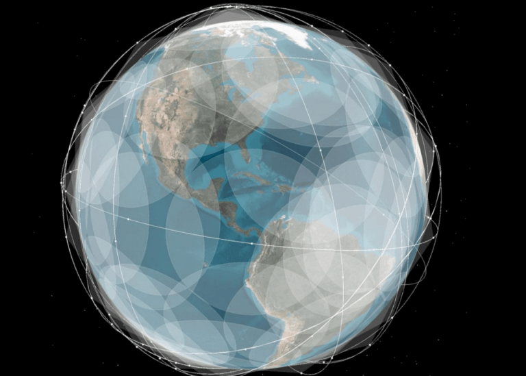 An image showing the planned Swarm satellite constellation